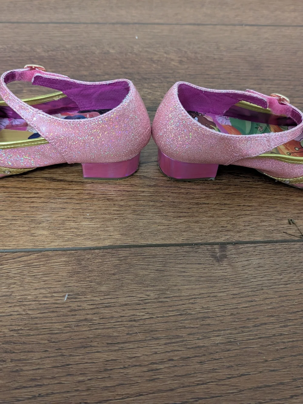 Disney Princess Glitter Dress Up Heels Pink Gold Size 12 Costume Shoes